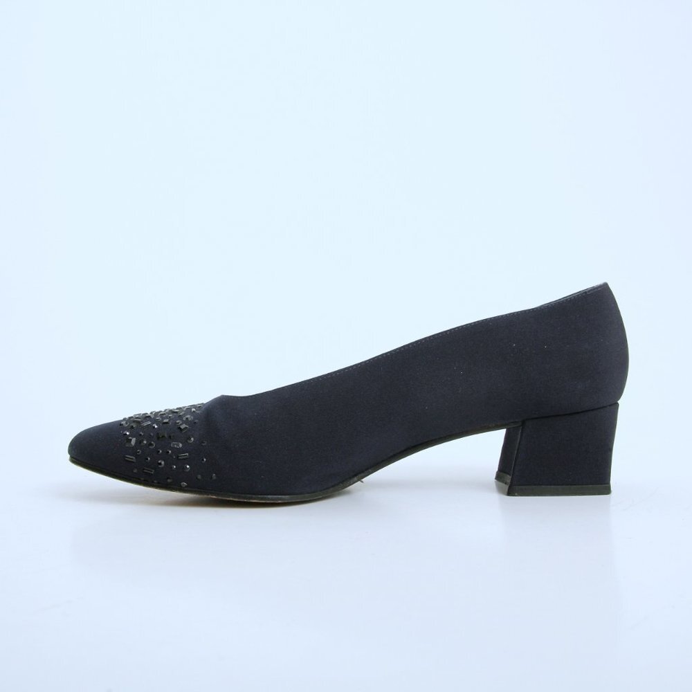 Stuart Weitzman Navy Embellished Closed Toe Block… - image 7